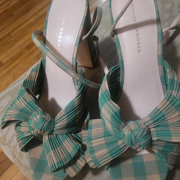 Loeffler Randall Shoes - Loeffler Randall Teal and Beige Bow Heels